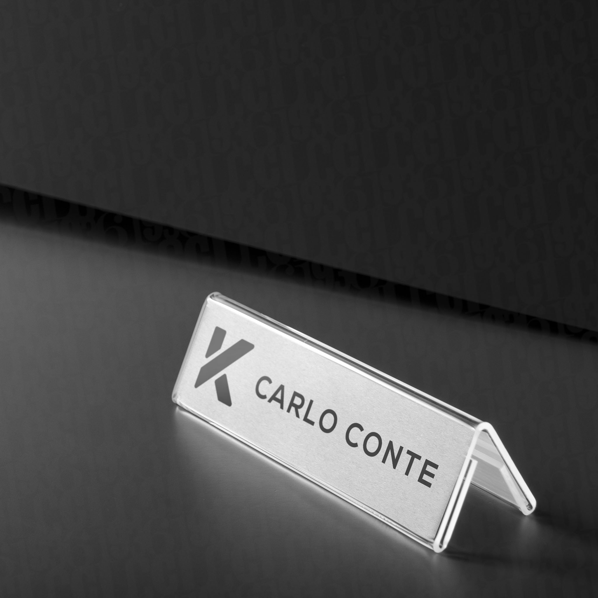 Portanombre doble de acrílico cristal